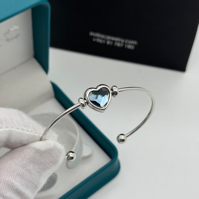 Blue Heart Crystal Stainless Steel By Swarovski Crystal