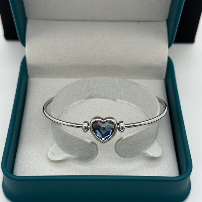 Blue Heart Crystal Stainless Steel By Swarovski Crystal