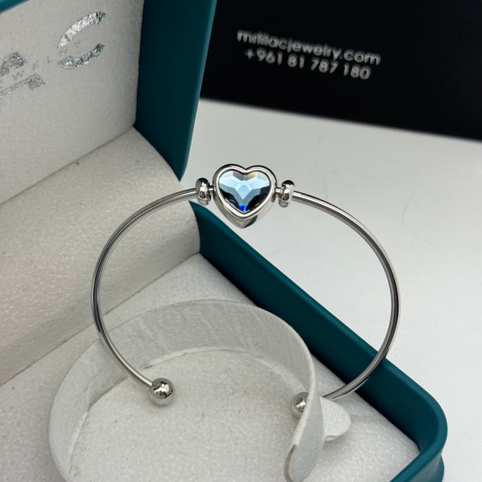 Blue Heart Crystal Stainless Steel By Swarovski Crystal