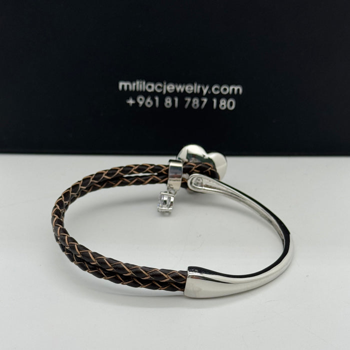 Stainless Steel Half Leather By Swarovski Crystal