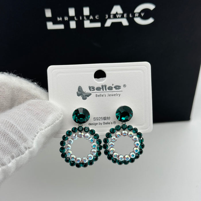 Green Crystals Earring By Swarovski Crystal