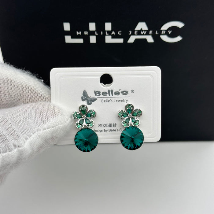 Green Crystal Earring By Swarovski Crystal