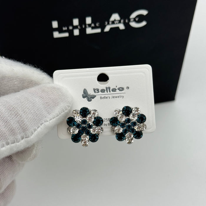 Dark Blue Crystals Earring By Swarovski Crystal