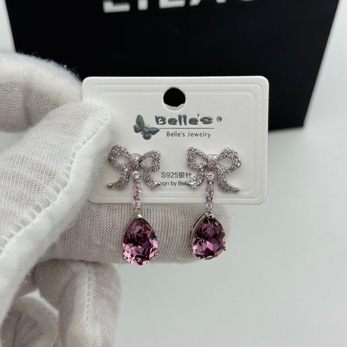 Purple Earring Crystal By Swarovski Crystal