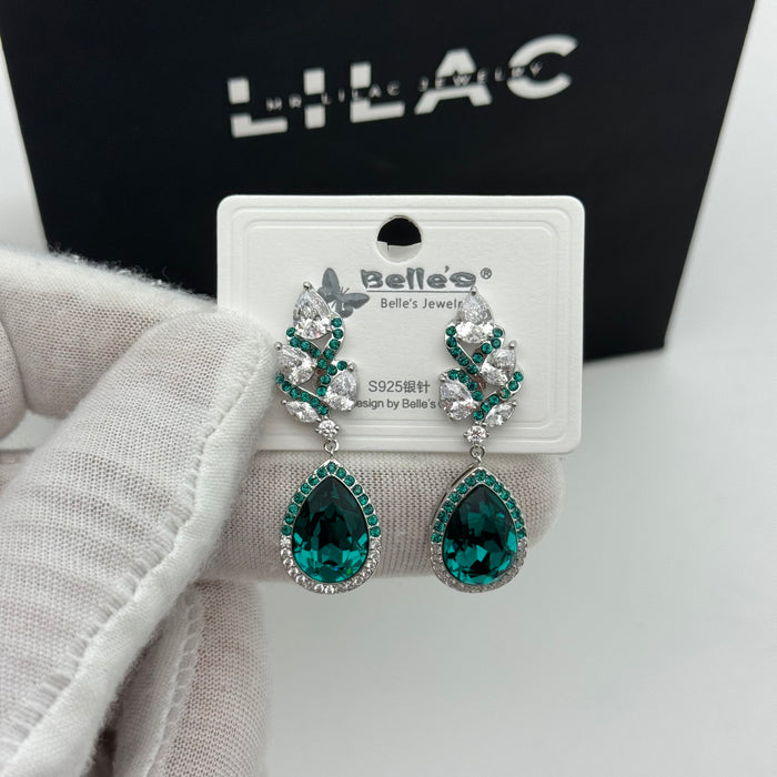 Green Crystal Earring By Swarovski Crystal