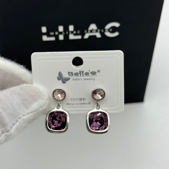 Purple Crystals Earring By Swarovski Crystal