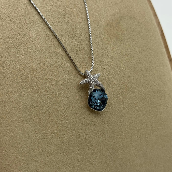 Dark Blue Crystal Necklace By Swarovski Crystal