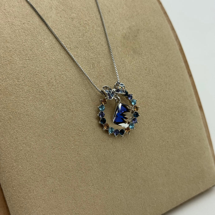 Blue Colored Necklace By Swarovski Crystal