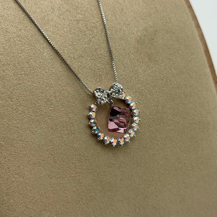 Purple Elegant Necklace By Swarovski Crystal
