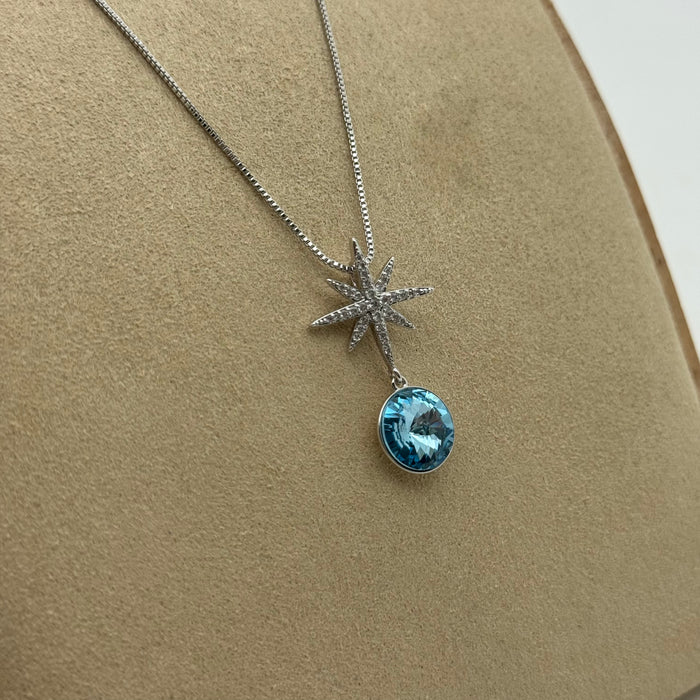 Blue Crystal Necklace By Swarovski Crystal