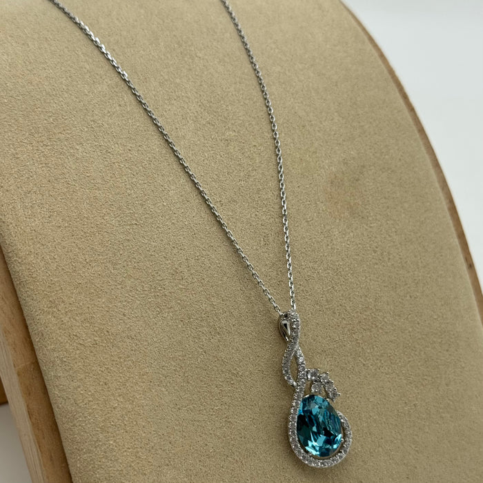 Blue Crystal Stress Necklace By Swarovski Crystal