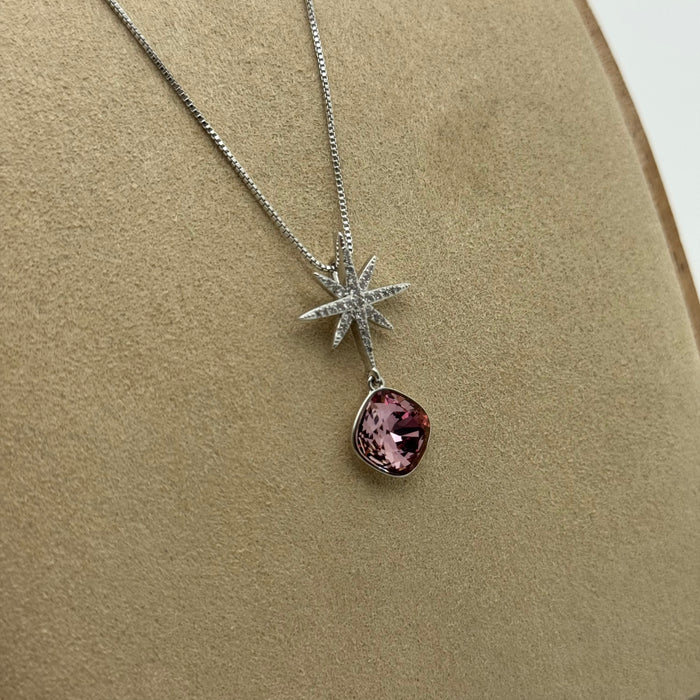 Light Purple Crystal Necklace By Swarovski Crystal