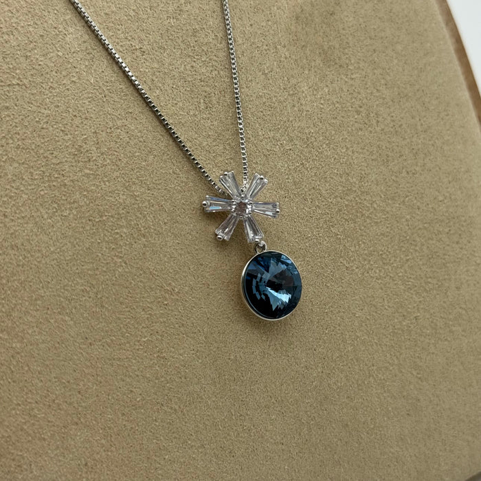 Dark Blue Crystal Necklace By Swarovski Crystal