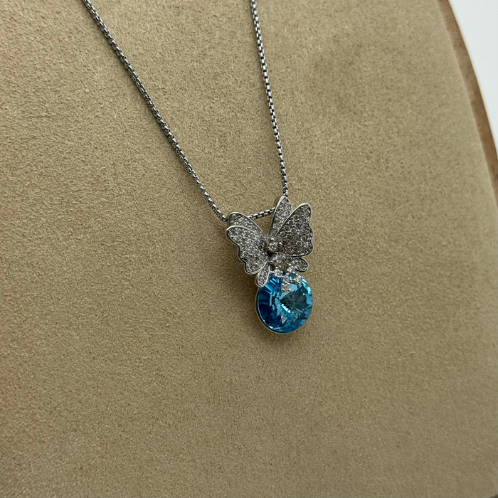 Ocean Blue Crystal Necklace By Swarovski Crystal