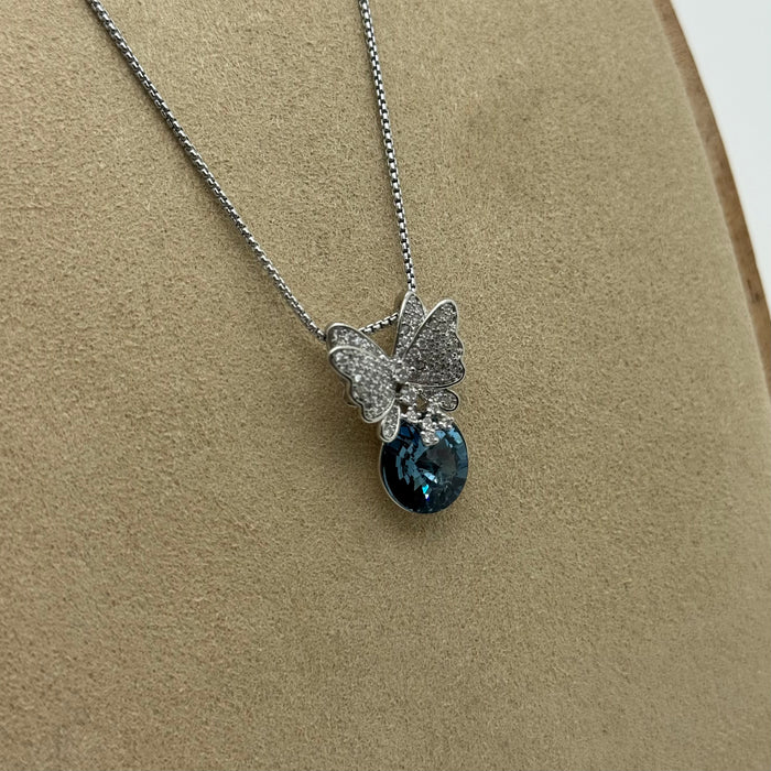Dark Blue Crystal Necklace By Swarovski Crystal