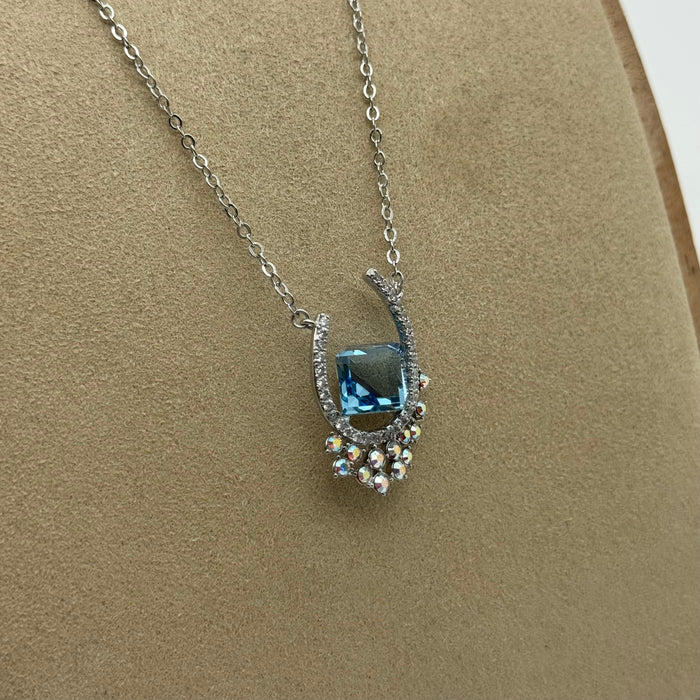 Premium Light Blue Crystal Necklace By Swarovski Crystal