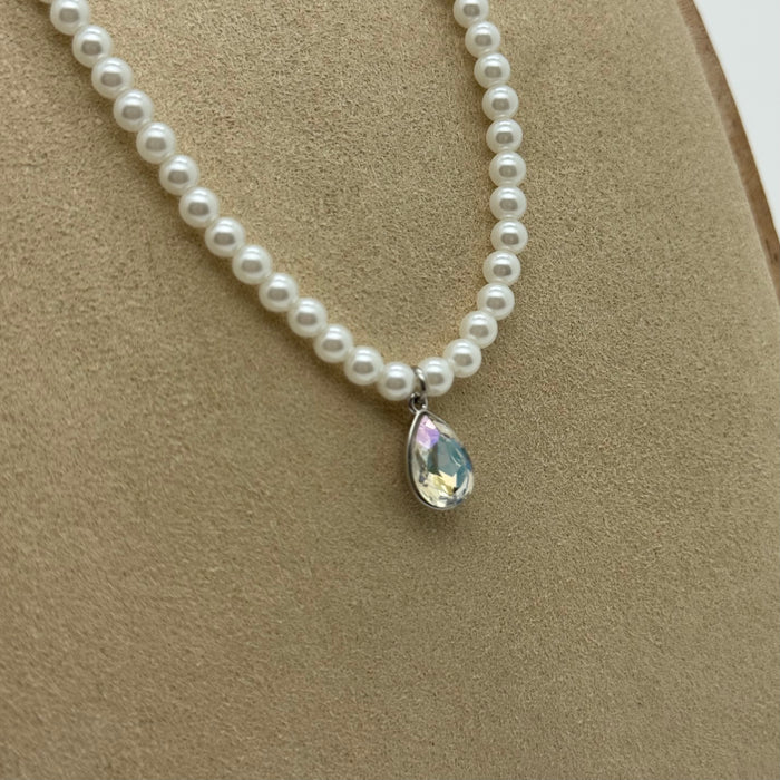 White Crystal Necklace By Swarovski Crystal