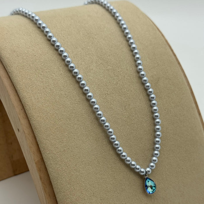 Blue Crystal Necklace By Swarovski Crystal
