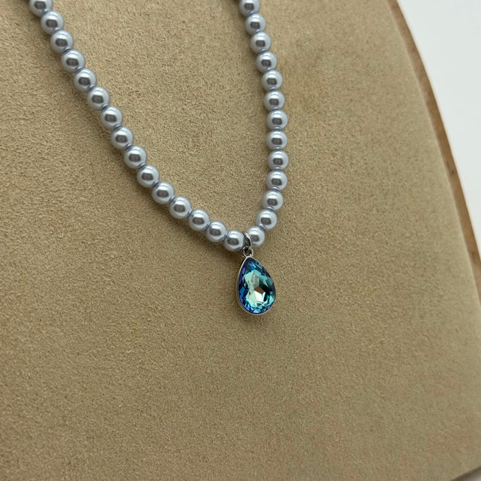 Blue Crystal Necklace By Swarovski Crystal
