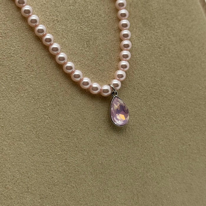 Pink Rose Crystal Necklace By Swarovski Crystal