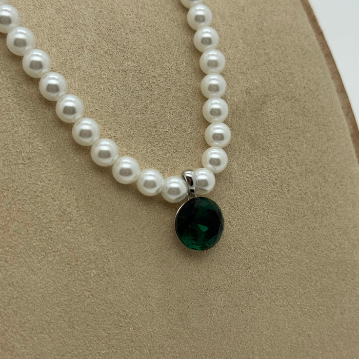 Dark Green Crystal Necklace By Swarovski Crystal