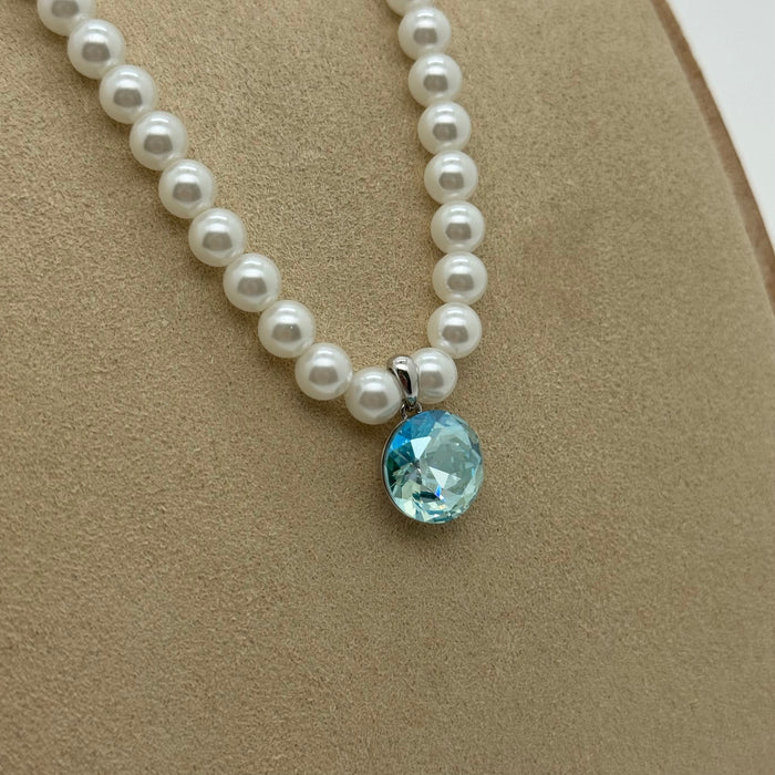 Light Blue Crystal Necklace By Swarovski Crystal