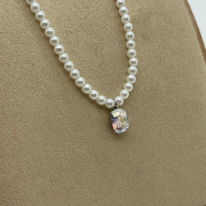 White Crystal Necklace By Swarovski Crystal