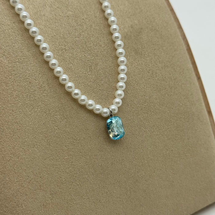 Light Blue Crystal Necklace By Swarovski Crystal