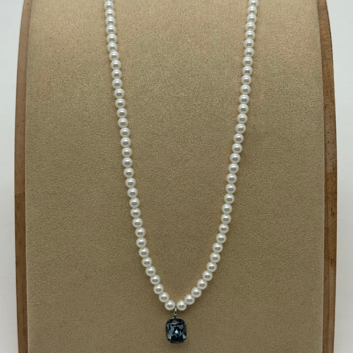 Navy Crystal Necklace By Swarovski Crystal
