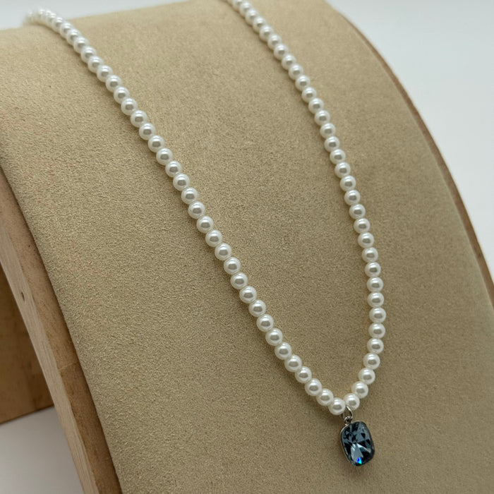 Navy Crystal Necklace By Swarovski Crystal