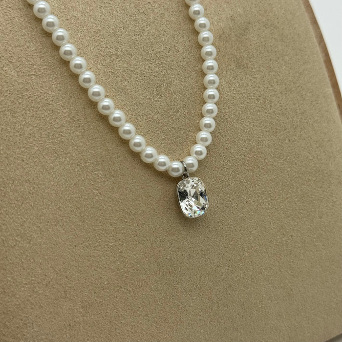 White Crystal Necklace By Swarovski Crystal
