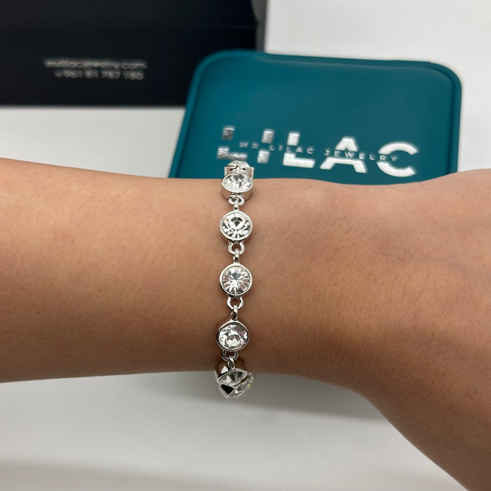 Elegant Swarovski Crystal Tennis Bracelet – Silver Finish