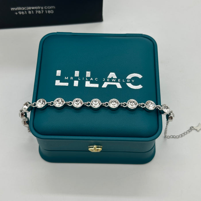 Elegant Swarovski Crystal Tennis Bracelet – Silver Finish