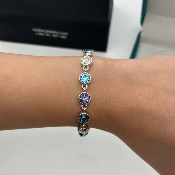 Elegant Swarovski Crystal Tennis Bracelet – Silver Finish
