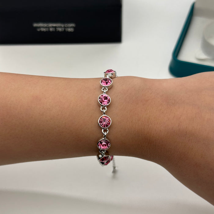 Elegant Swarovski Crystal Tennis Bracelet – Silver Finish