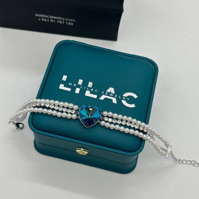 Swarovski Heartshine Pearl Bracelet – Yellow Crystal Elegance