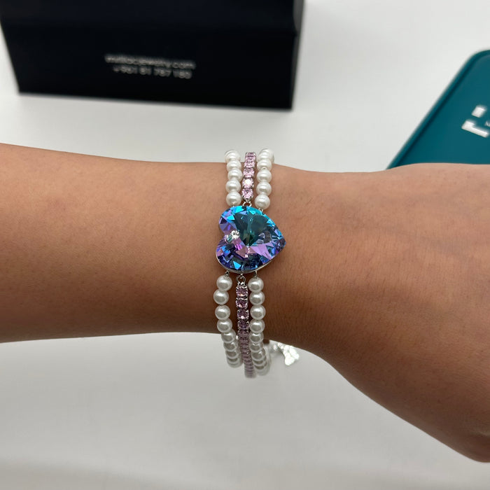 Swarovski Heartshine Pearl Bracelet – Yellow Crystal Elegance