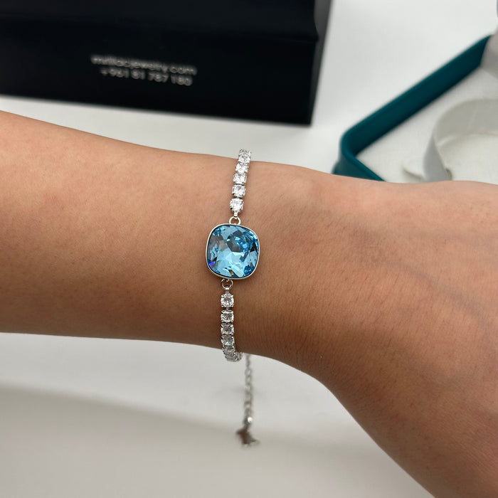 Swarovski Azure Cushion-Cut Tennis Bracelet