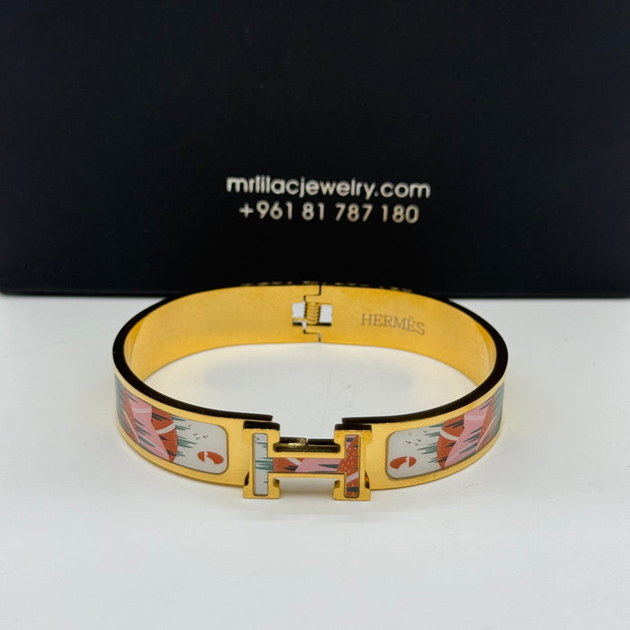 Hermes Clic H Bangle Gold Plated & Multicolor