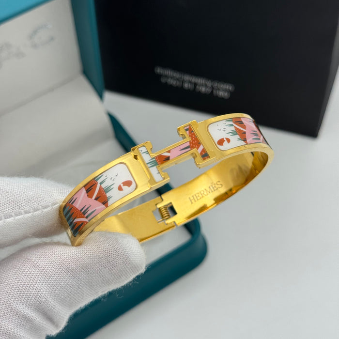 Hermes Clic H Bangle Gold Plated & Multicolor