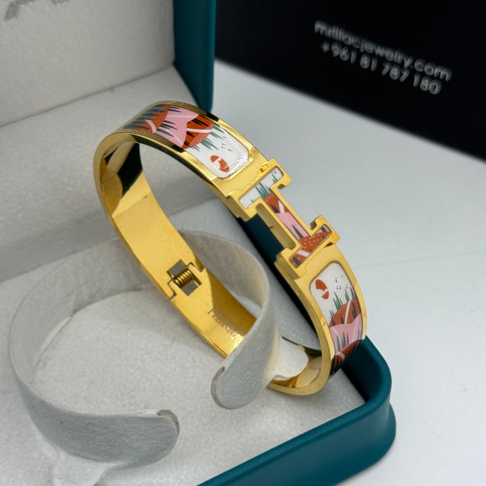 Hermes Clic H Bangle Gold Plated & Multicolor
