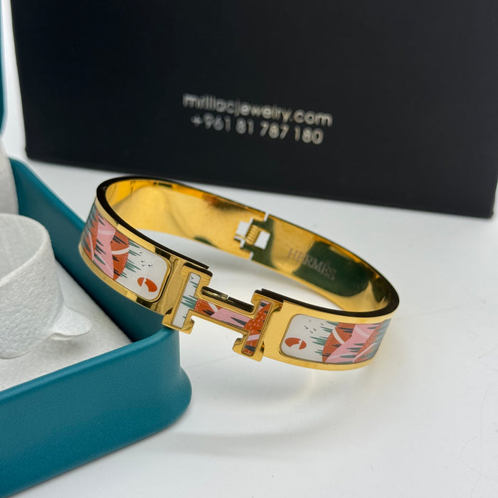 Hermes Clic H Bangle Gold Plated & Multicolor