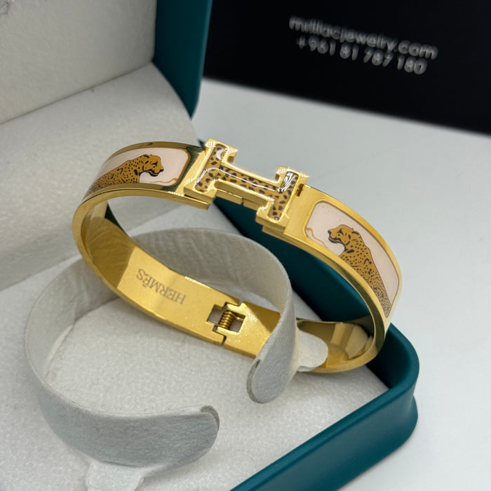 Hermes Clic H Bangle Gold Plated & Multicolor