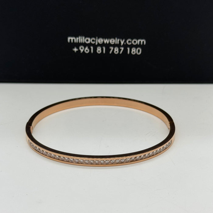 Elegant Gold-Plated Bangle By Crystal Inlay