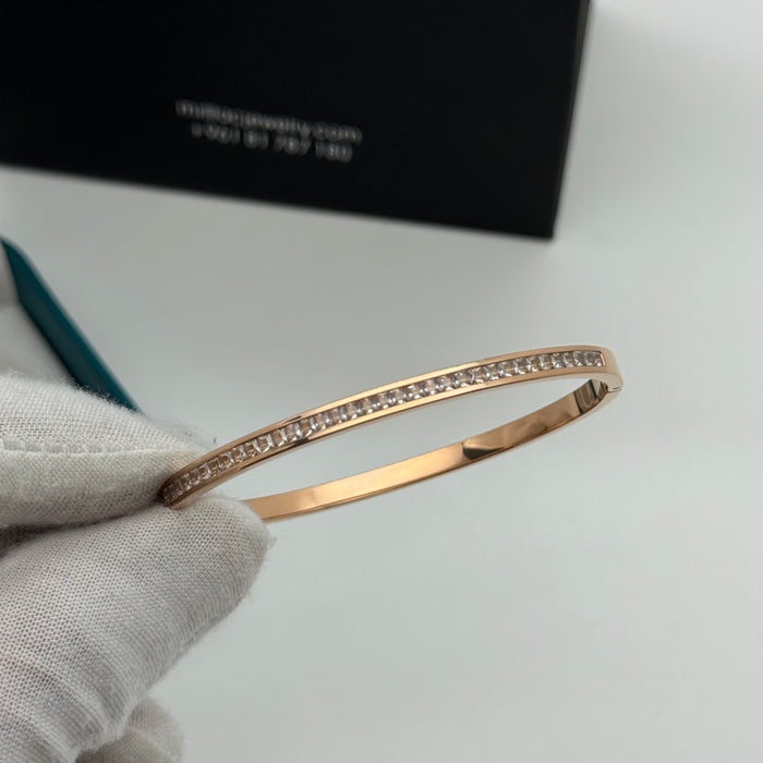 Elegant Gold-Plated Bangle By Crystal Inlay