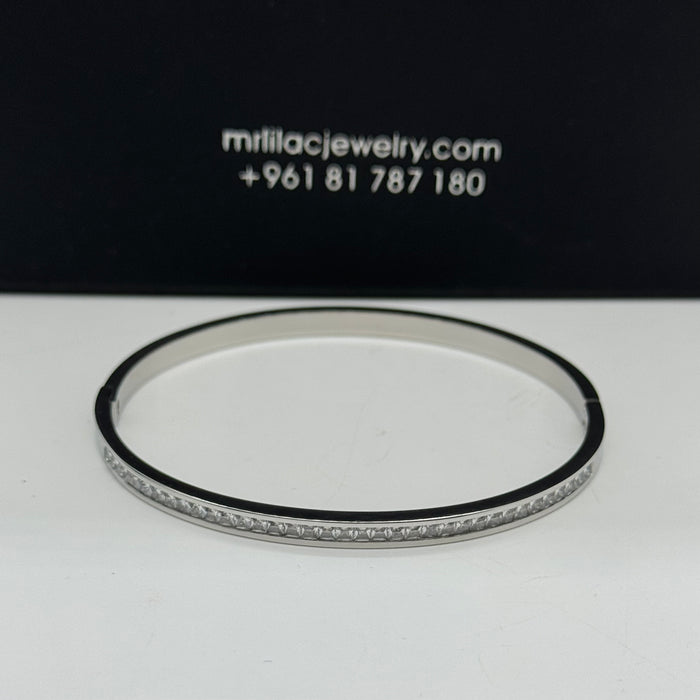 Elegant Gold-Plated Bangle By Crystal Inlay