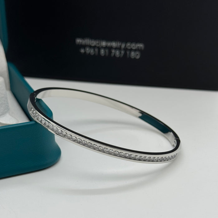 Elegant Gold-Plated Bangle By Crystal Inlay