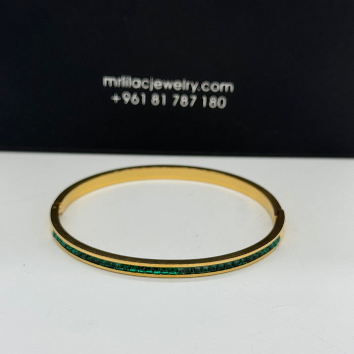 Elegant Gold-Plated Bangle By Crystal Inlay
