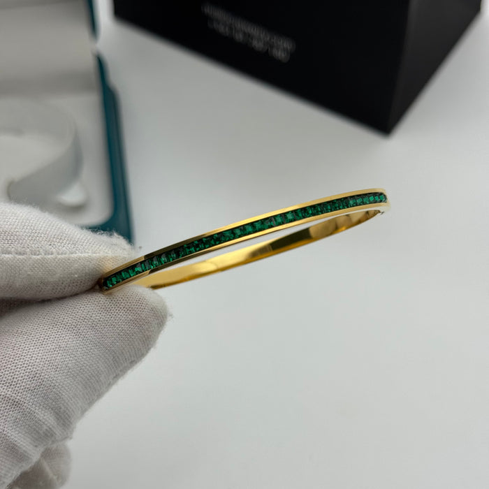 Elegant Gold-Plated Bangle By Crystal Inlay