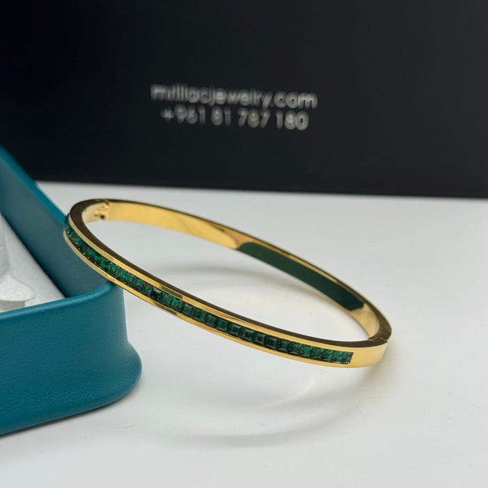 Elegant Gold-Plated Bangle By Crystal Inlay